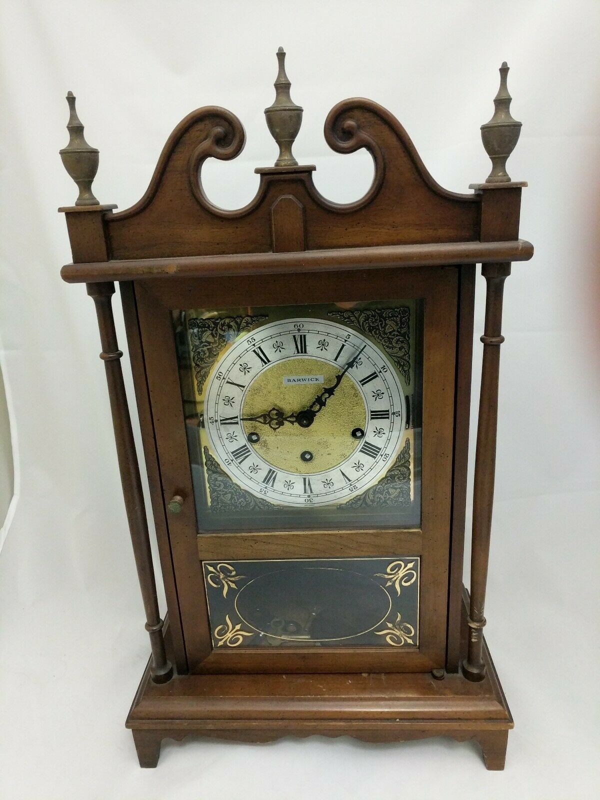 Barwick Western Triple Chime Pillar Scroll Mantle Clock Howard Miller Company Shelf, Mantel