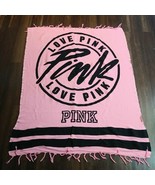 LOVE PINK Victoria&#39;s Secret Beach Blanket 60&quot;x50&quot; Pink Black Big Logo Co... - $21.77