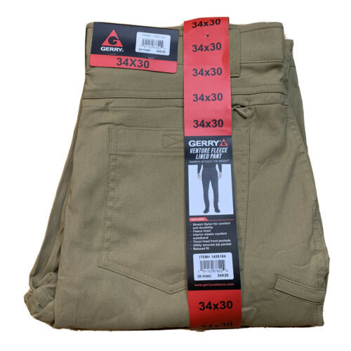 NWT! Gerry Men’s Venture Fleece Lined Pants 34X30 KHAKI - Pants