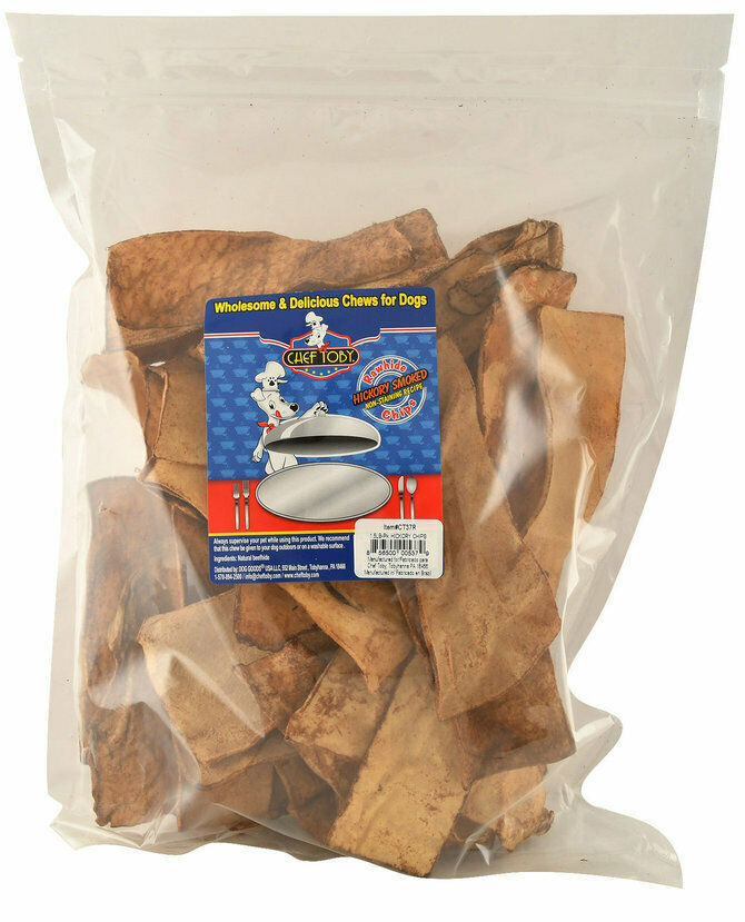 Chef Toby Hickory Smoke Rawhide Chips For Dogs resealable Chew 25oz