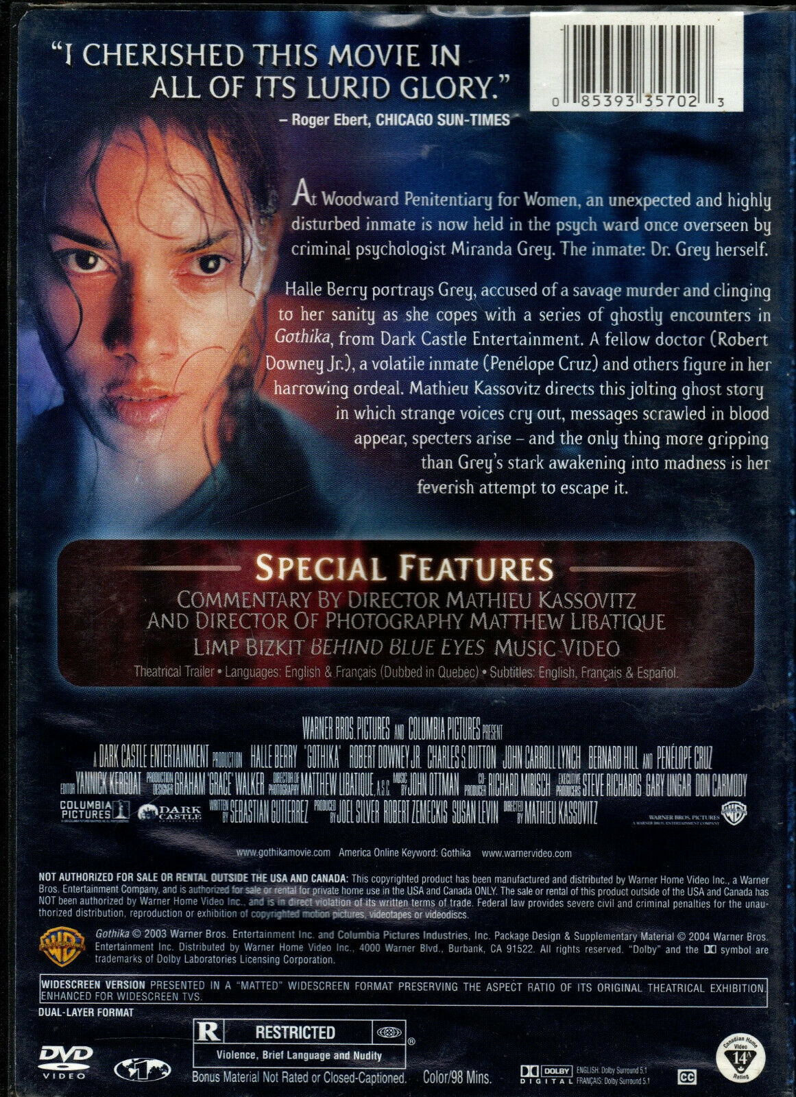 Gothika Dvd Starring Halle Berry Robert Downey Jr Penelope Cruz Dvds Blu Ray Discs