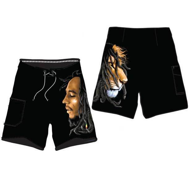Image of BOB MARLEY PROFILES BOARD SHORTS ROCK MUSIC GUITAR BAND BEACH SWIM TRUNKS S-2XL