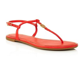 NIB Tory Burch Emmy Leather Flat Thong Sandal Bright Samba Red Orange AU... - $177.84