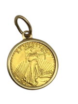 24K/14K Yellow Gold 1924 $20 Saint-Gaudens Double Eagle 10mm Coin Pendant .5g image 1