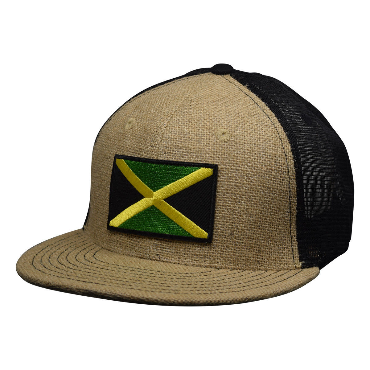 Jamaica Trucker Hat by LET'S BE IRIE Jute and Black Snapback Hats
