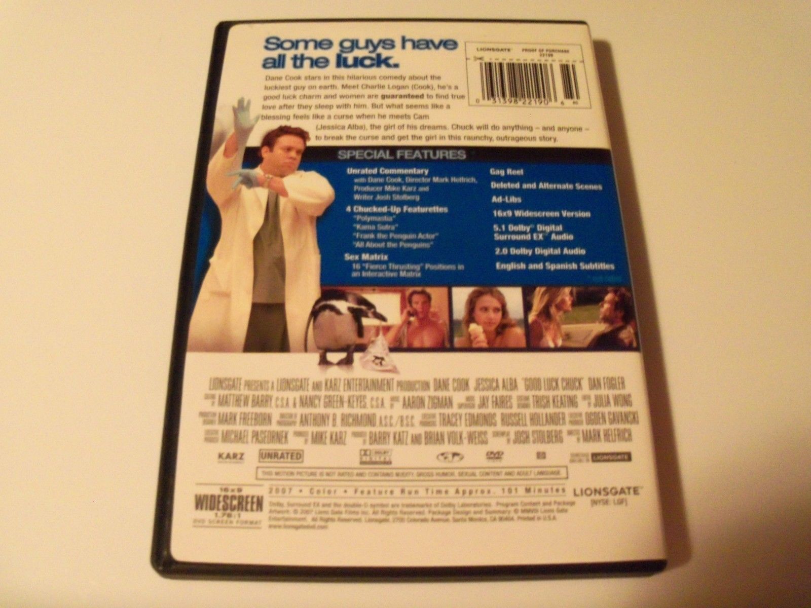 Good Luck Chuck Dvd Widescreen Unrated Dane Cook Jessica Alba Dan Fogler Dvds And Blu Ray Discs 