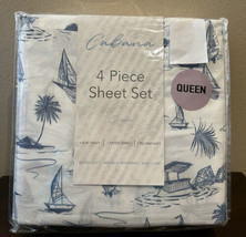 Cabana Home Collection Queen Sheet Set New Tropical Beach Sailboats - $49.99