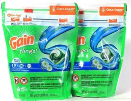 2 Bags Gain 27 Oz Flings 3 In 1 Oxi Febreze Blissful Breeze 35 Pacs Detergent
