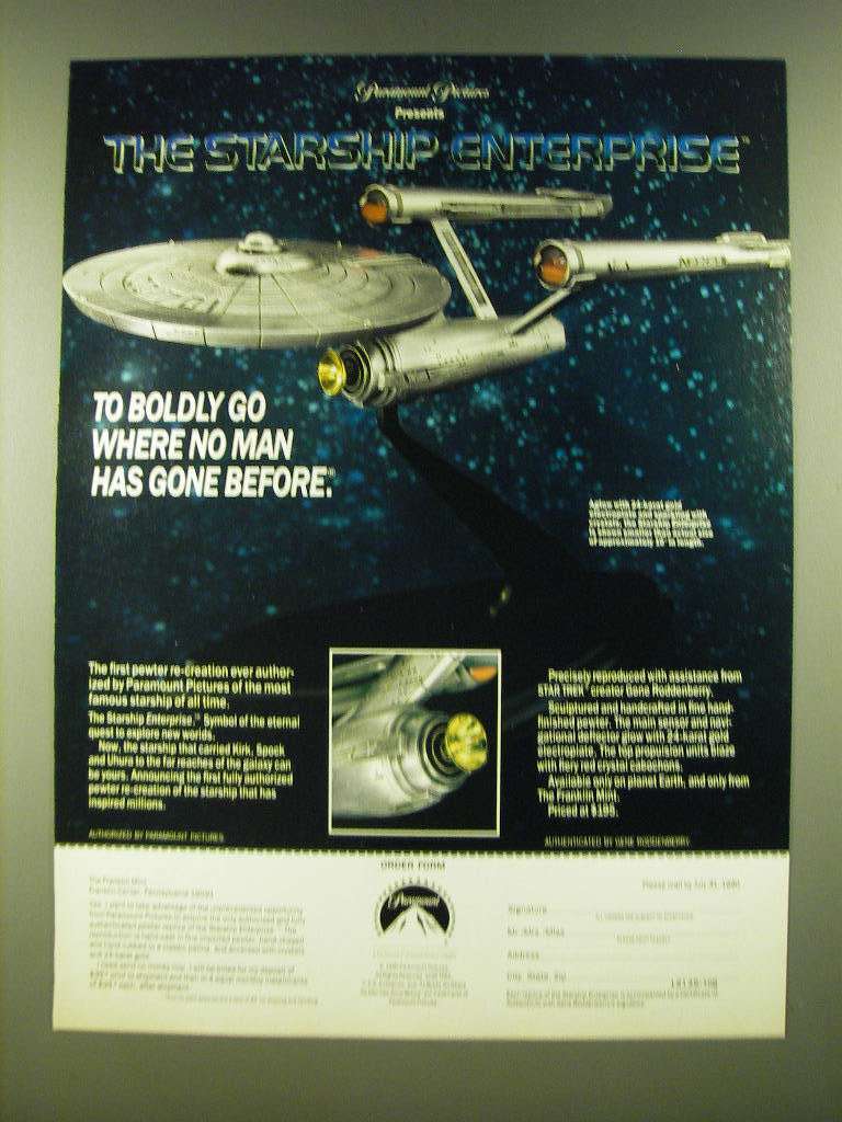 1990 Franklin Mint Ad - Star Trek Starship Enterprise - 1980-89