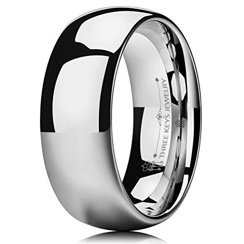 Three Keys Jewelry 8mm Mens Wedding Ring White Tungsten Carbide Wedding Band En Bands Without 2134