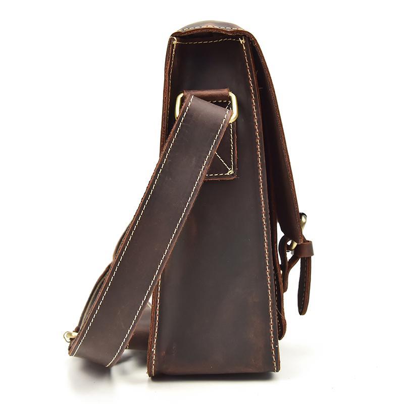 Vintage crazy horse leather messenger bag A4 Genuine leather shoulder bag Men's Accessories