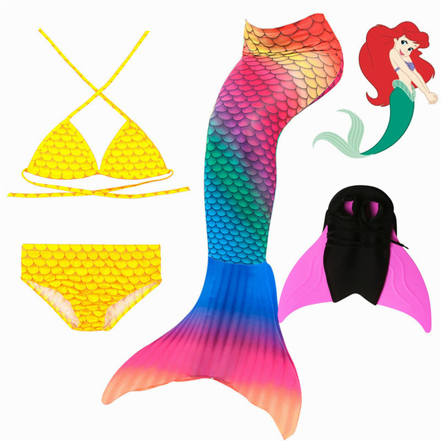 New 4PCS/Set Swimmable Mermaid Tails With Momofin Bikini Suit Costume