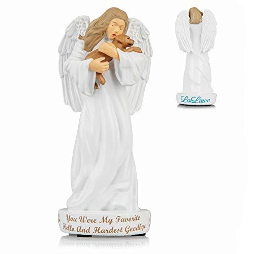 LaLieve Pet Dog Memorial Gifts Angel Holding Dog Figurine with Pet