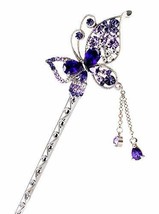 Purple Lovely Butterfly Retro Style Tassels Alloy Hair Pin Hair Accessories - $20.89