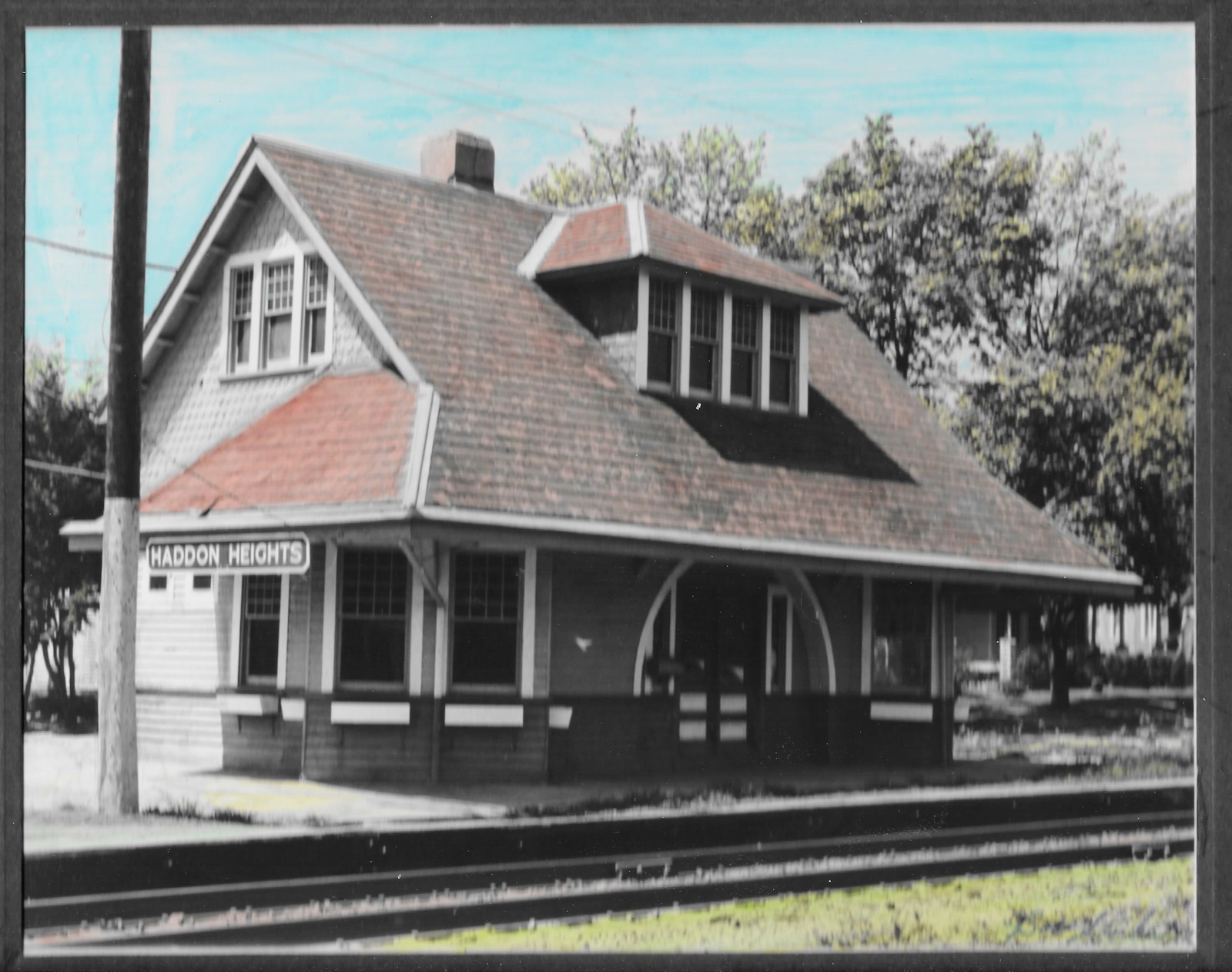 Haddon Heights NJ RR Depot Train Station Signed R P Storks Photograph