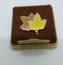 Vintage 70s Hallmark Fall Leaves Enameled Cloisonne Pin 1 1/3" - $10.88