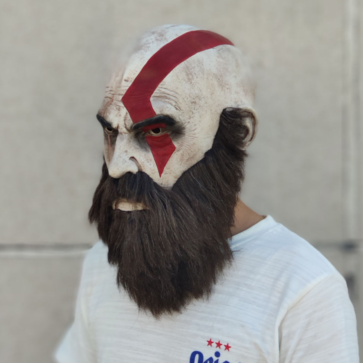 God of War 4 Mask Kratos Horror Cosplay Latex Full Head Halloween Party