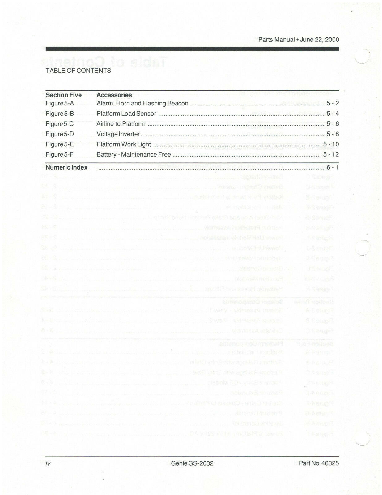 2000 Genie Model GS-2032 Parts Manual (46325) D1579 - Everything Else