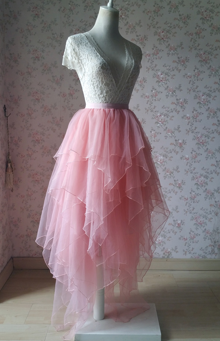 High Low Tiered Tulle Skirt Layered Skirt Wedding Outfit Plus Size ...