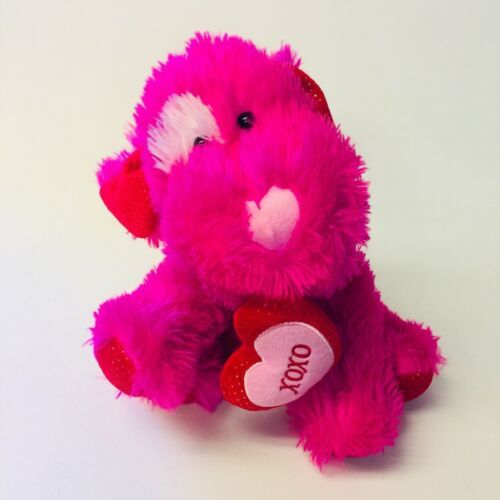 Puppy Dog Plush Stuffed Animal Red Pink Heart XOXO Toy 8 ...