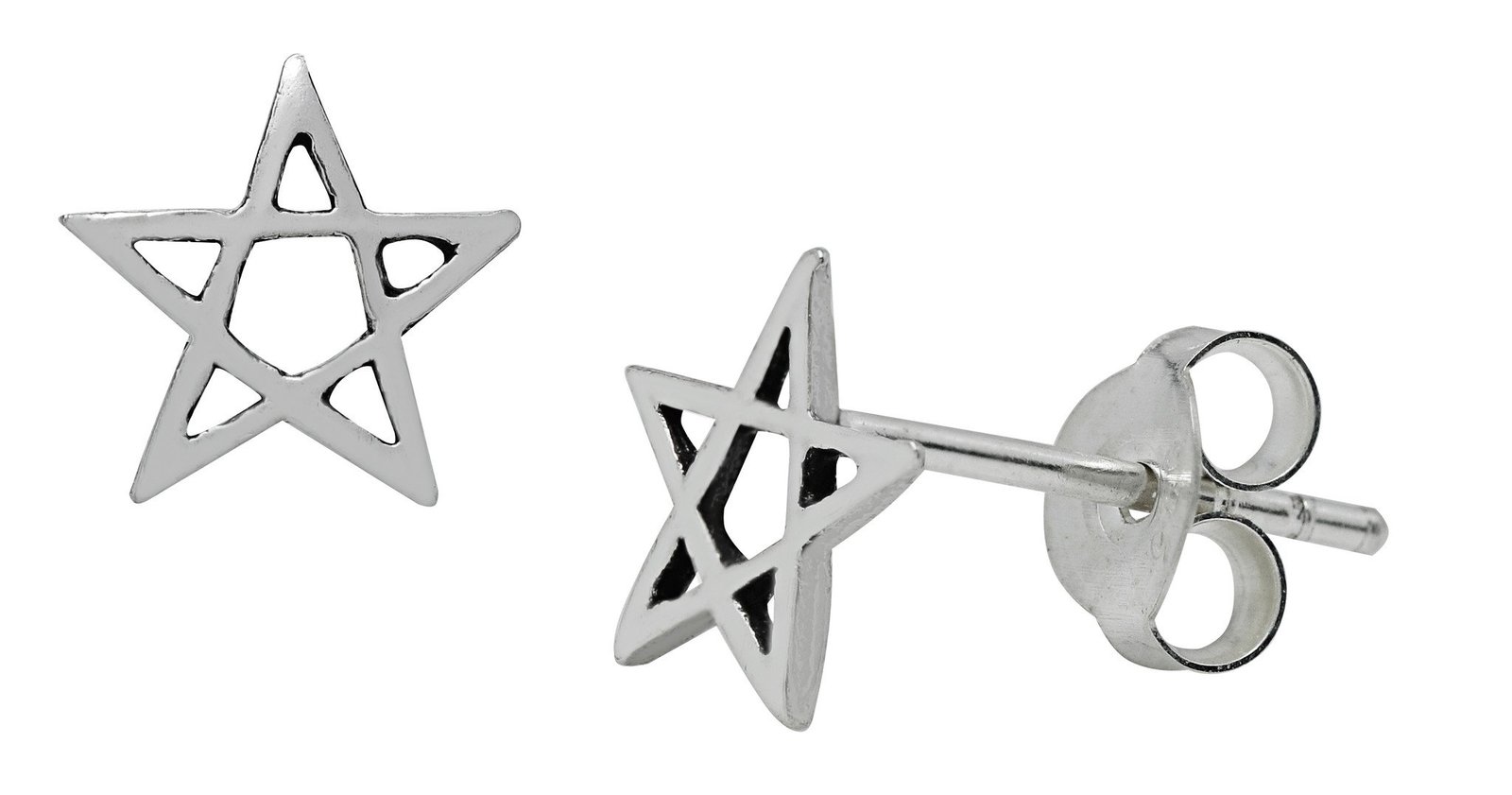 Silver Pentagram Stud Earrings SS19