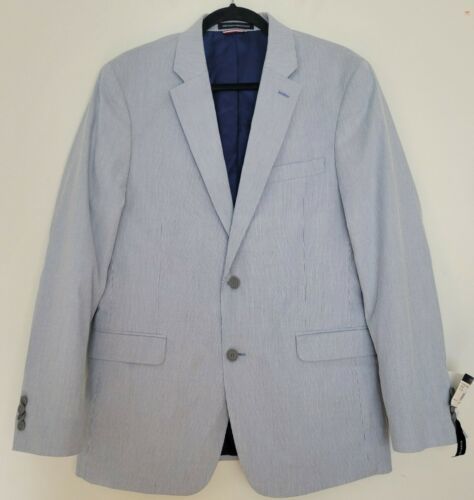 Tommy Hilfiger Blue White Stripe Cotton Stretch Jacket Sport Coat Blazer 38R40LR