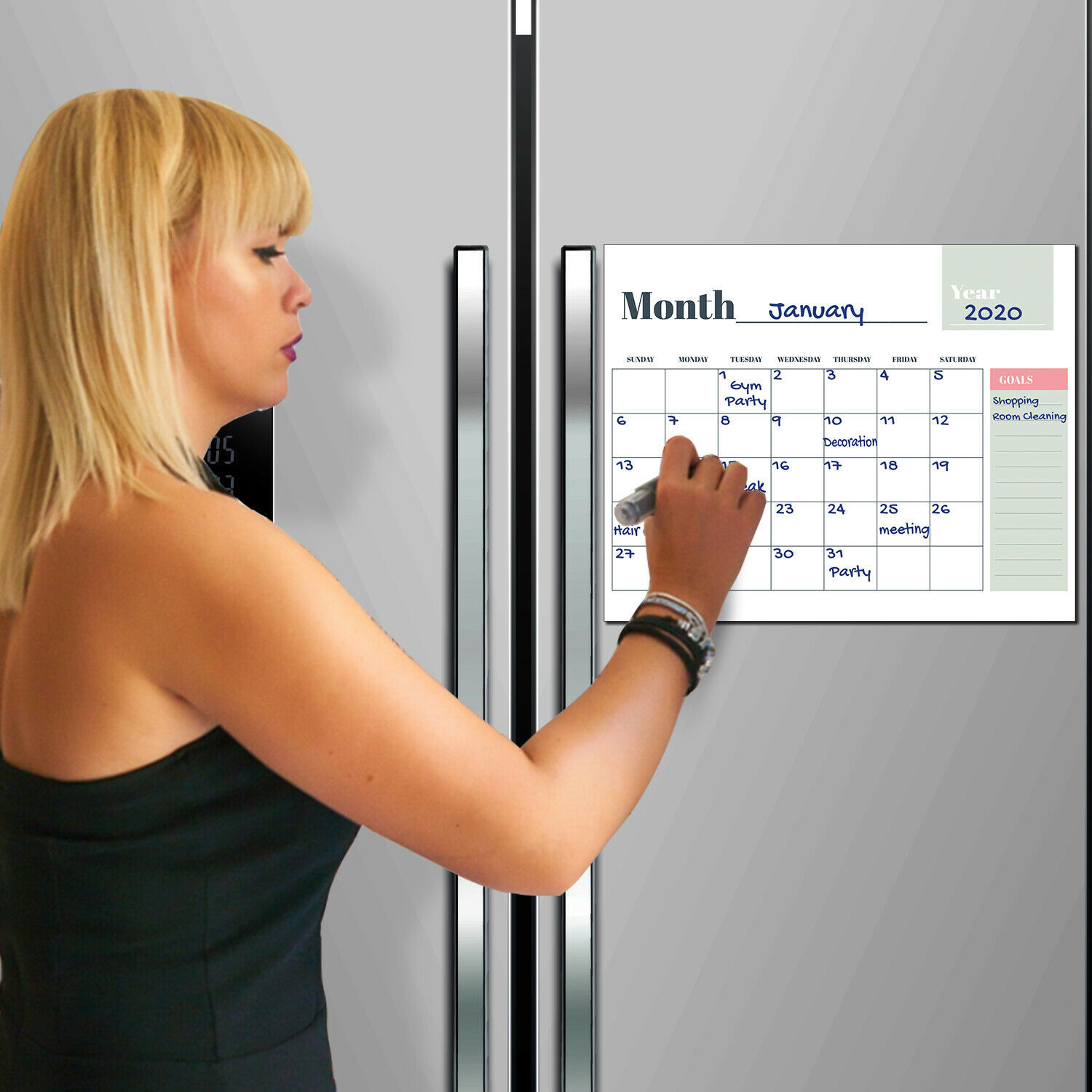 Magnetic Dry Erase Refrigerator Calendar Monthly Whiteboard Organizer 