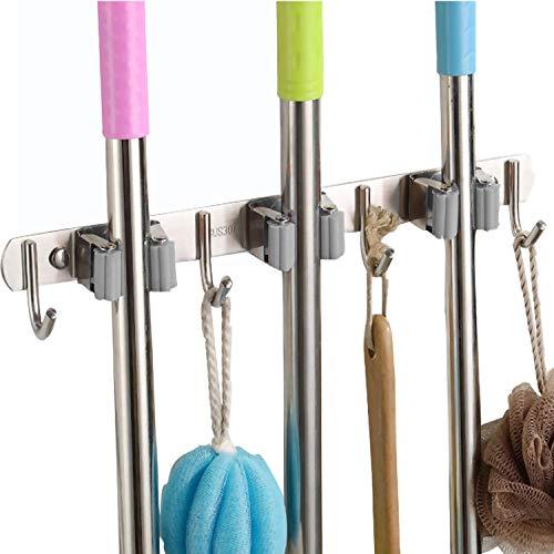 Ahiment Broom Mop Holder Wall Mount，Stainless Steel Garden ...