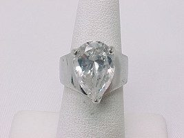 10 Carat CUBIC ZIRCONIA Vintage Ring in STERLING Silver - Size 6 -BIG an... - $80.00
