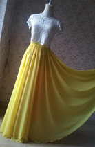 Yellow Chiffon Maxi Skirt Outfit Yellow High Waisted Floor Pleated Chiffon Skirt image 6