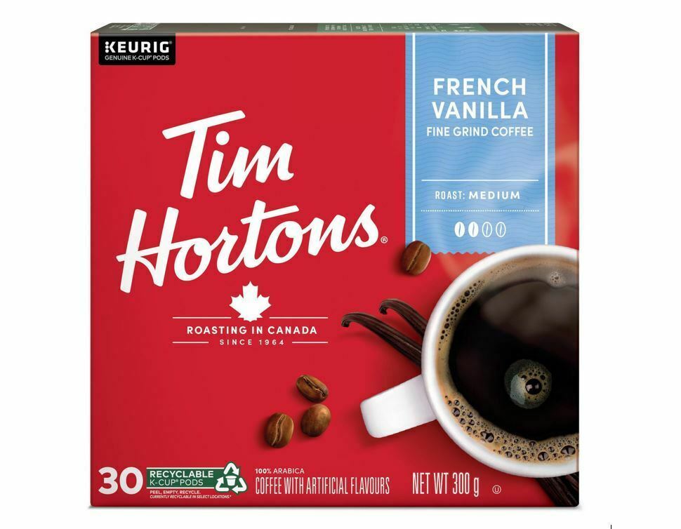 Tim Hortons Keurig Single Serve K Cups Coffee Canada French Vanilla - Box of 30