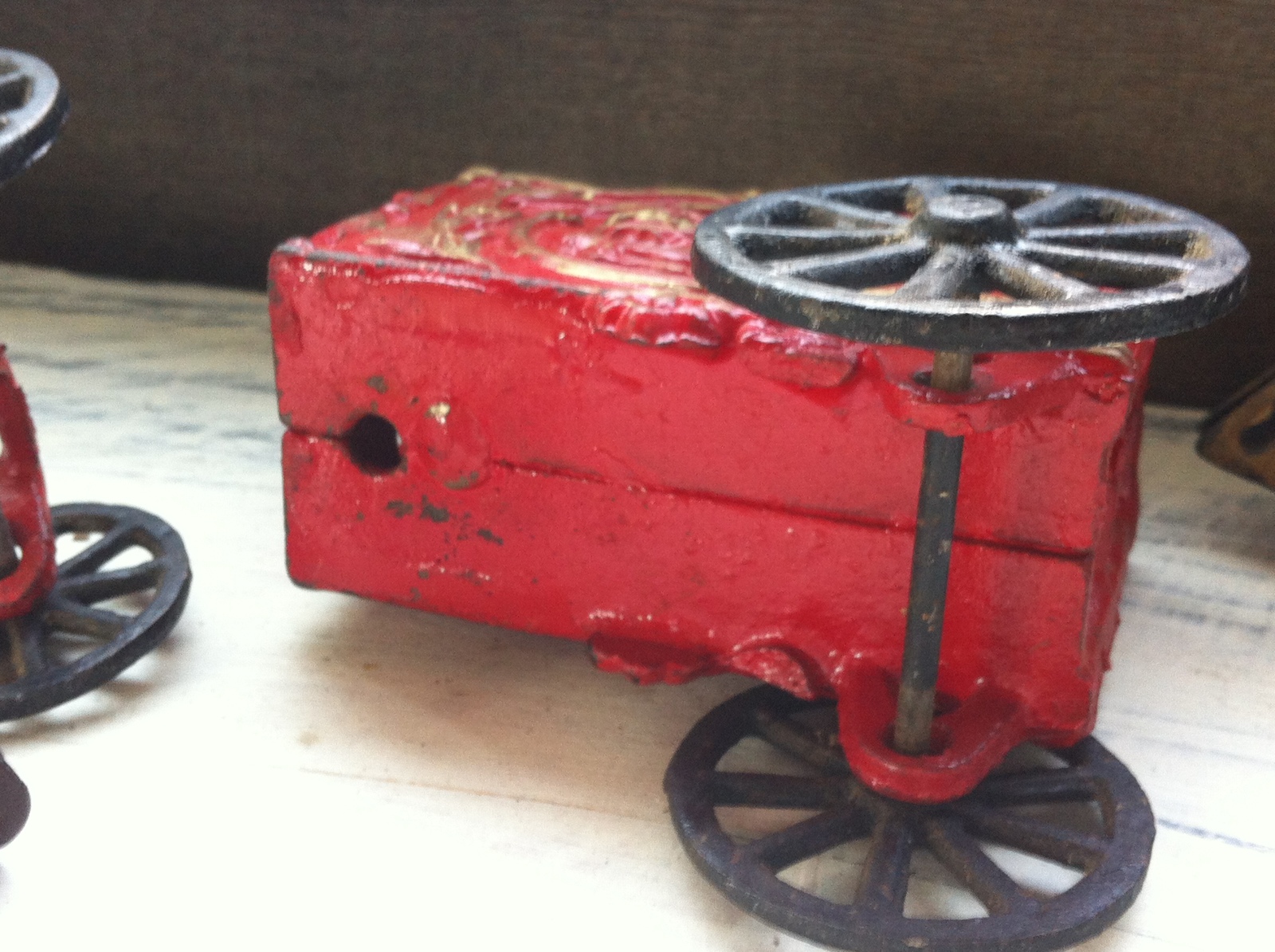 Repo/Maybe ? Vintage Toy Cast Iron Circus Cage/ Cart with Driver & 2