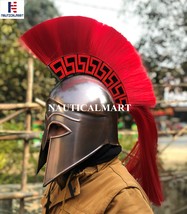 Medieval Greek Corinthian Helmet Red Plume Armour Knight Spartan