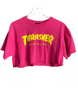 Thrasher Magazine T Shirt Womens Large Pink Crop Top Tee Skateboarding Y... - $19.79