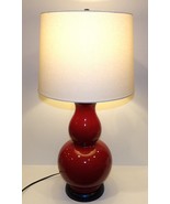 FABULOUS POTTERY BARN RED CRAZING DOUBLE GOURD  30 3/4&quot; TABLE LAMP WITH ... - $153.44
