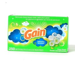 1 Box Gain Blissful Breeze 250 Count Dryer Sheets Scents That Last And Lasts 