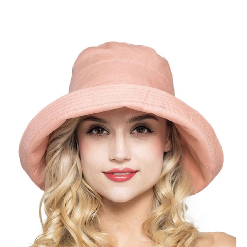 Connectyle Women Cotton Foldable Wide Brim Casual Sun Visor Bucket Hat