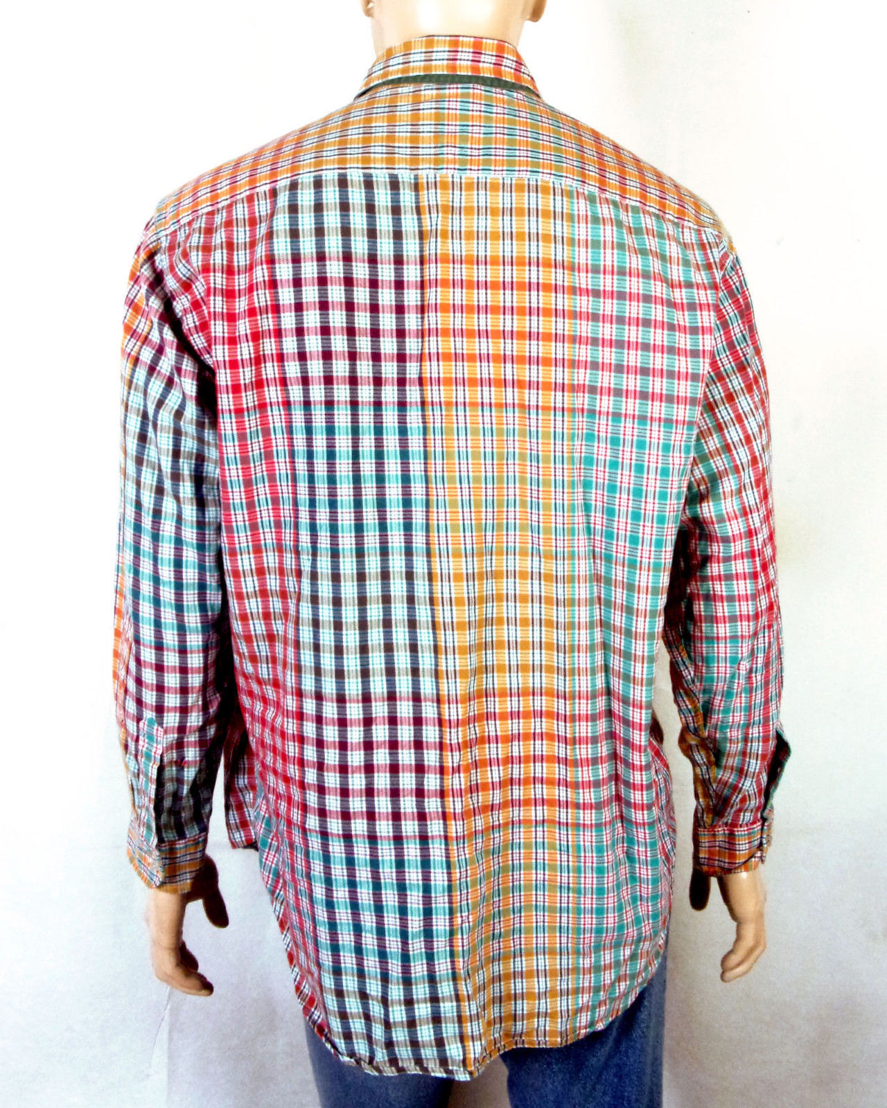 vtg 90s Tommy Hilfiger men's Loud Colorblock Flannel Button Down Shirt ...