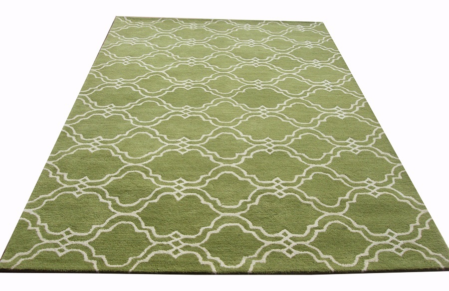 Sale Brand New Pottery Barn SCROLL TILE GREEN HANDMADE AREA RUG 9x12