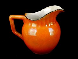 Porcelain Creamer, Orange Lusterware, &quot;Celebrate&quot;, Registered Made In Ge... - $14.65