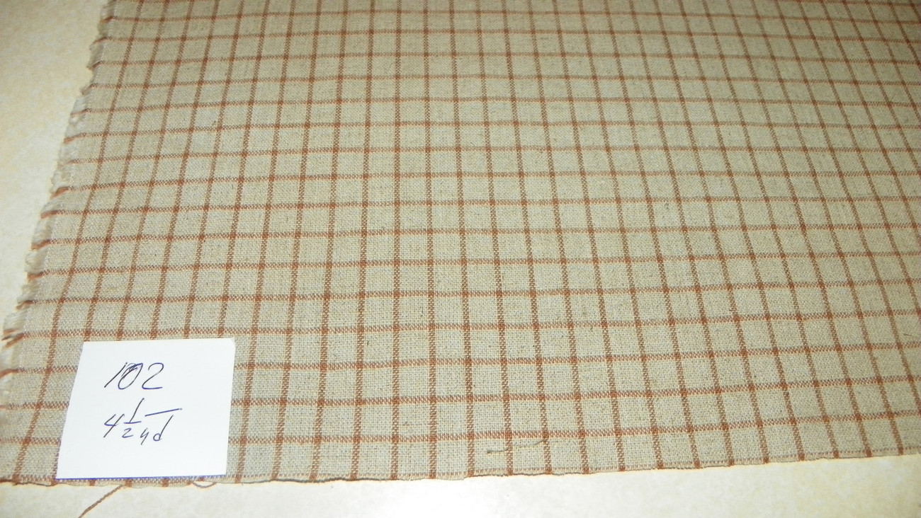 Beige Rust Plaid Cotton Upholstery Fabric 1 Yard R102 - Fabric
