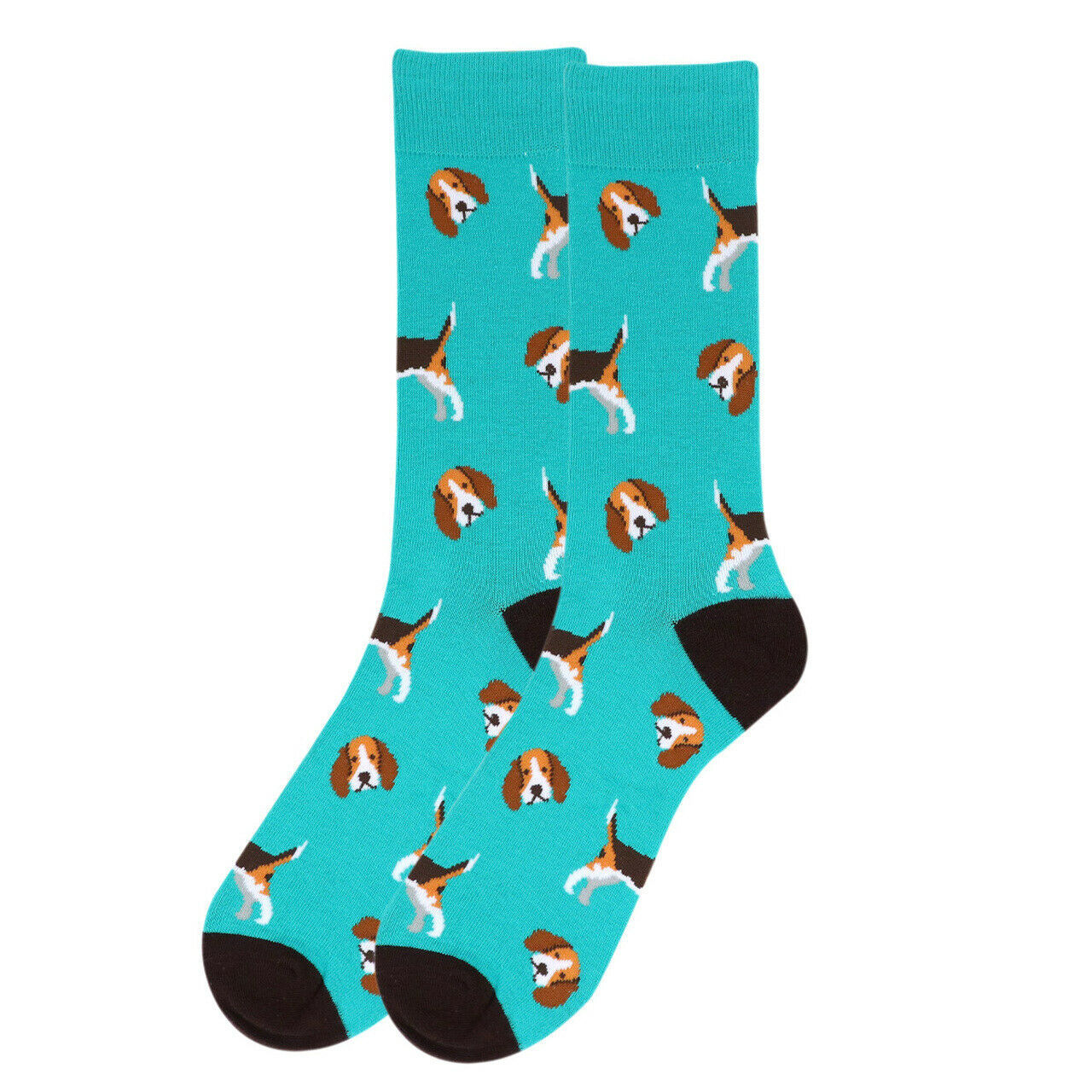 Parquet Men's Crew Novelty Socks Beagle Dog Shoe Size 6-12.5 Green Color New