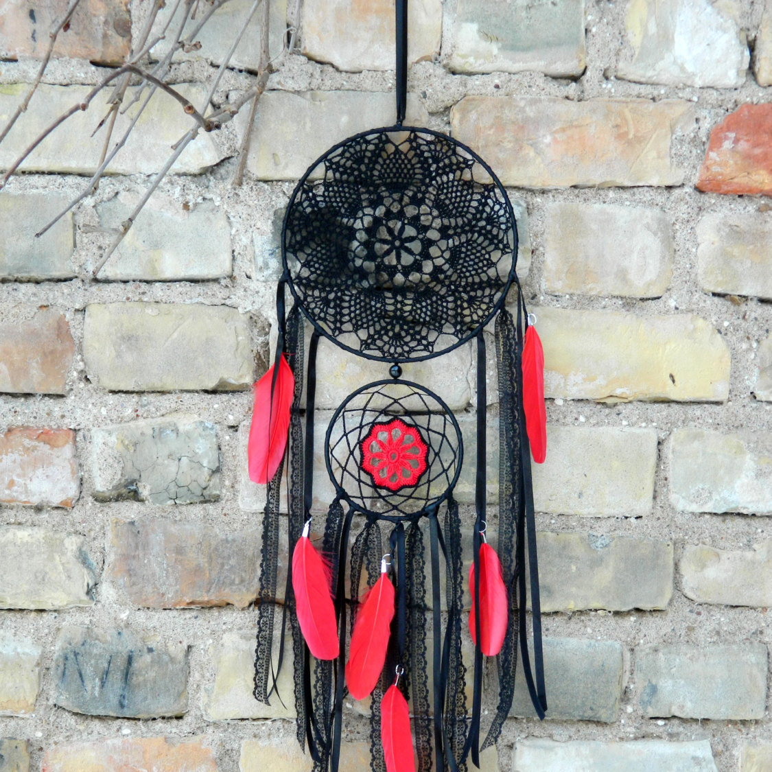 Black Gothic Dream Catcher With Red And 50 Similar Items