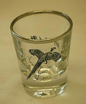 Ring Necked Pheasant Whiskey Shot Glass Silver Rim Federal Bar Barware - $12.86