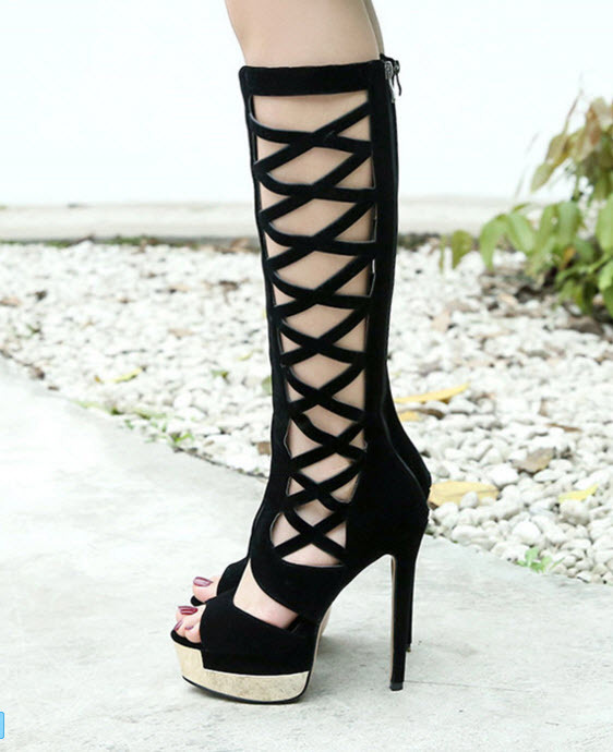 mesh over the knee boots