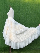 CREAM High Low Tulle Skirt Party Skirt Plus Size Hi-lo Ruffle Layered Tutu Skirt image 3