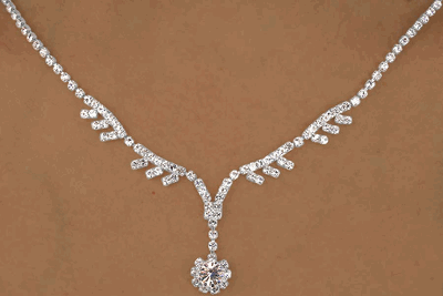 Primary image for WEDDING bridal jewelry Austrian Crystal flower drop necklace earrings set