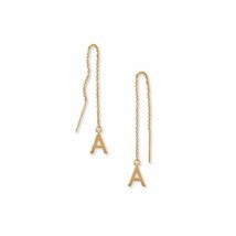 Precious Stars 14k Goldplated Silver &#39;A&#39; Initial Long Threader Earrings - $30.00
