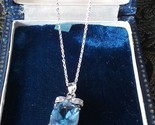 Vintage 1990-s Blue Aquamarine 925 Silver  Pendant & 16 inch Silver Chain.
