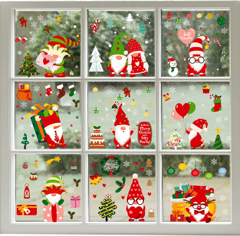 Christmas Window Clings For Glass For Xmas Holiday Home Office Decor Square NEW